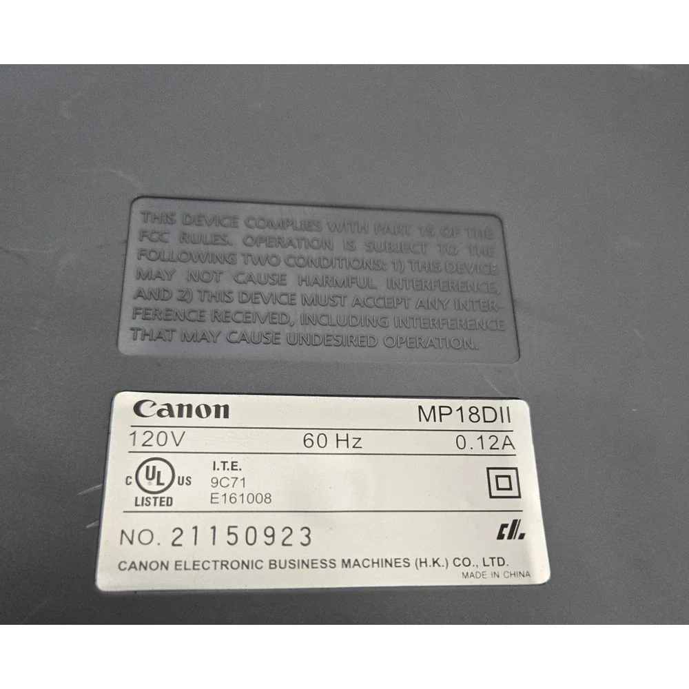 Canon MP18DII Desktop Printing Calculator 12 Digit 2 Color Print Silver Office